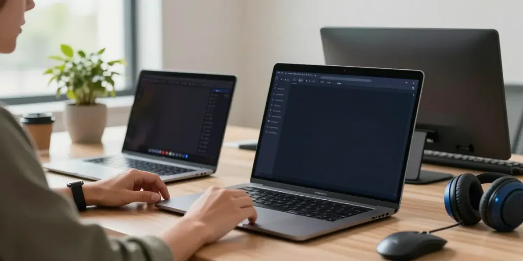 Pikashow for Mac interface on a MacBook in a modern workspace.